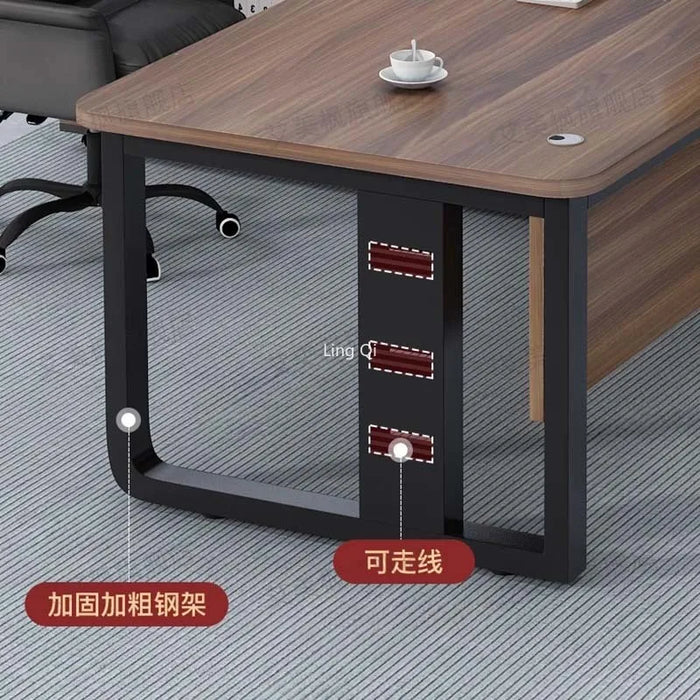 Dark Wood Reception Office Desk Vanity Corner Reception Secretary Computer Desks Art Executive Conference Bureau Desk Furniture