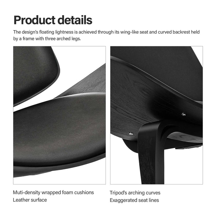 Recliner Chair Replica Black Wood Lounge Shell Chair Single Sofa Airplane Chair For Living Room Bedroom Furniture