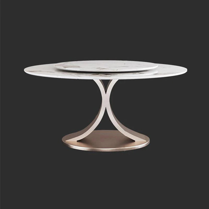 Round Dining Tables With Rotating Turntable With 6 Chairs Luxury White Food Table Made Of Marble Modern Kitchen Furniture Set
