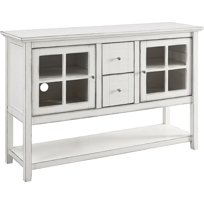 TV cabinet, classic glass door storage buffet, 52 inches, antique white, storage cabinet, TV stand