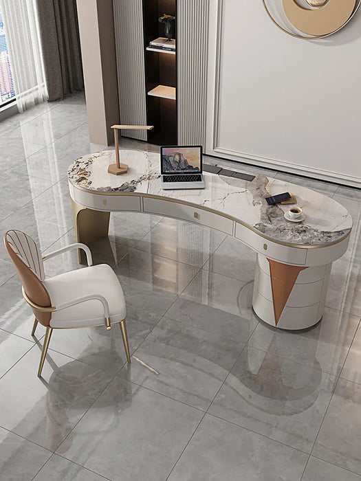 Light luxury rock board consulting desk, modern simple 160cm desk, color: Lishi white
