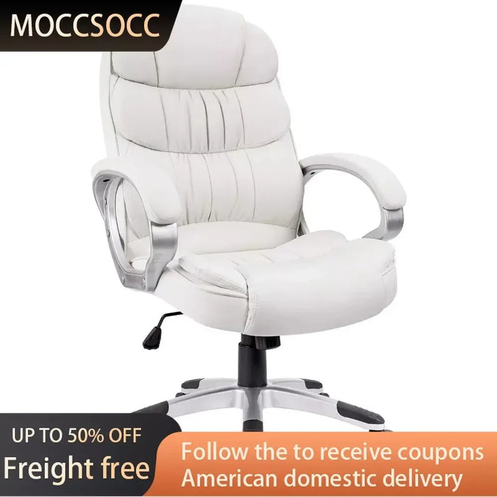 Armchair High Back Executive Chair PU Leather Business Manager’s Office Chair Swivel Desk Chair With Lumbar Support and Armrest