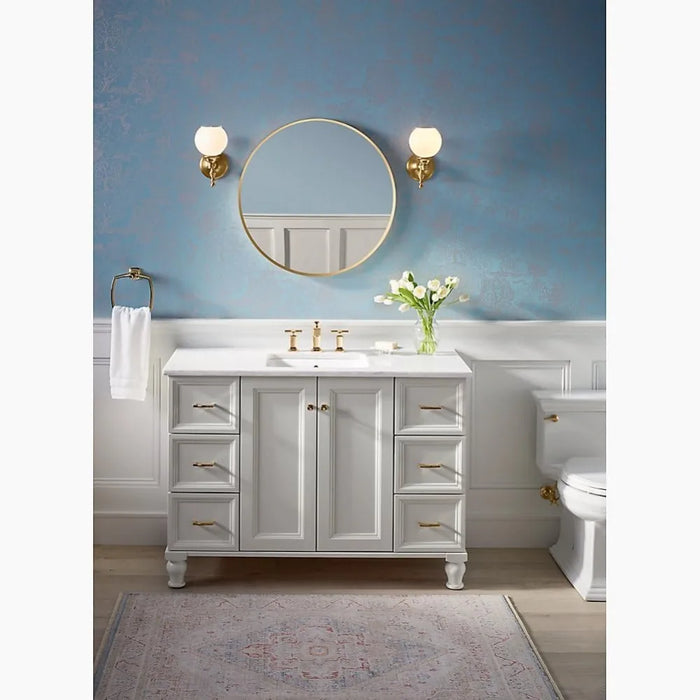 Essential 28" Round Wall Mirror Vanity Mirror With Frame Bathroom Mirrors Moderne Brushed Gold Freight Free Miroir Bath Fixture