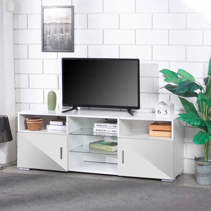 Modern RGB LED TV Stand Cabinet Living Room Furniture Fit for up to 65inch TV Screens High Capacity TV Console for Living Room