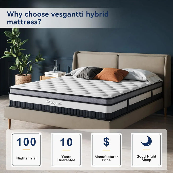 Size Mattress - Ergonomic Design with Memory Foam and Pocket Spring Mattress King Size - Box Top Series Medium Firm Feel