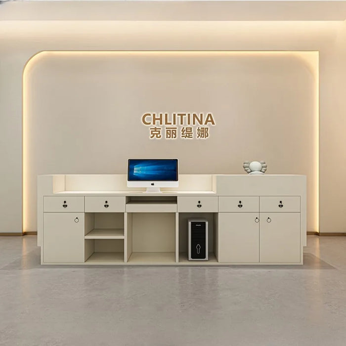 Checkout Counter Reception Desks Office Podium Luxury Executive Wood Small Reception Desk Modern Mesa Escritorio Bar Furniture