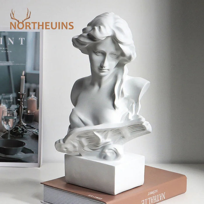 NORTHEUINS Resin Avatar Of Qin Girl Imitating Plaster Statue David Art Head Figurines for Interior Home Desktop Decoration Craft