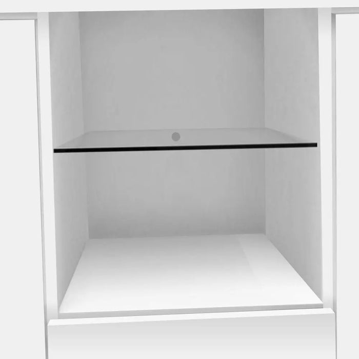 Kitchen Sideboard Cupboard with LED Light, High Gloss Dining Room Buffet Storage Display Cabinet with Drawer and 2 Doors
