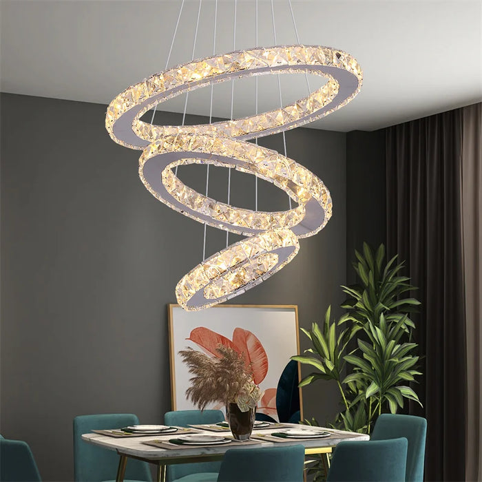 Modern Luxury Chandelier K9 Crystal Indoor Ceiling Lamp Round Ring Luminaire Home Decor Hanging Light Fixture Plafon Pendant Led