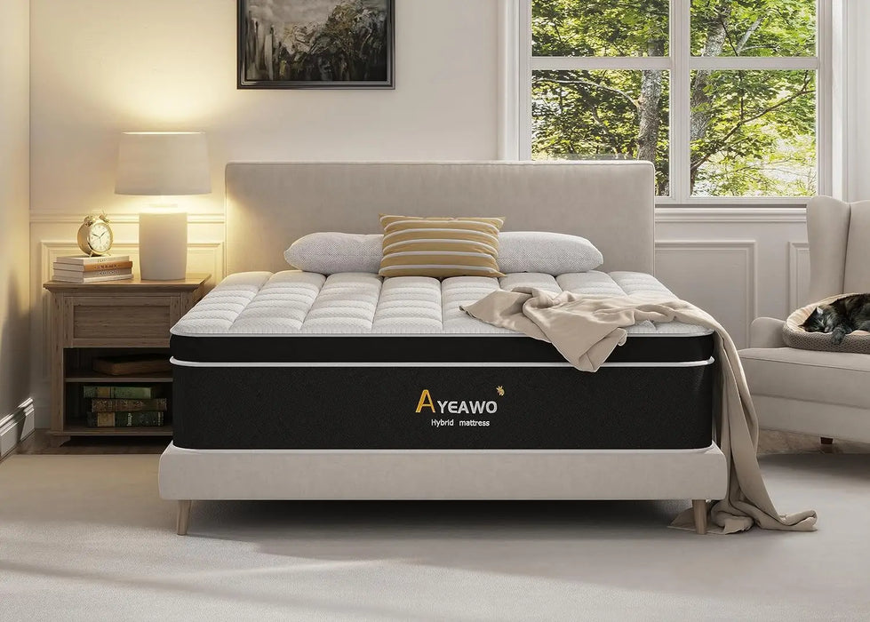 Ayeawo King Size Mattress,   Pocket Springs, Pressure Relief and Motion Isolation, Upgraded Strong Edge Support, Firm
