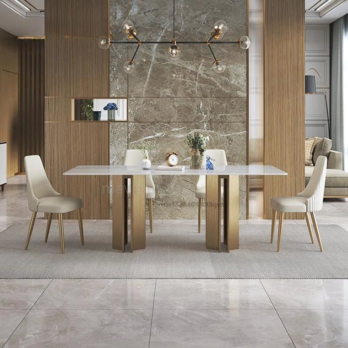 Bright Rock Slab Dining Table Italian Style Light Luxury Designer High-end Restaurant Modern Minimalist Rectangular Furniture
