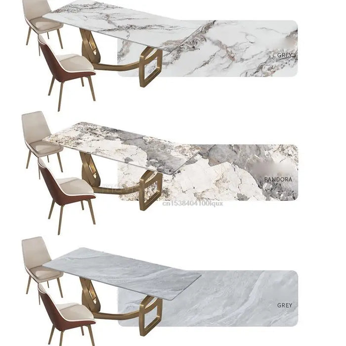 Imported Rock Board Dining Table Designer Creative Light Luxury High-end Villa Restaurant Home Dining Table And Chair Set