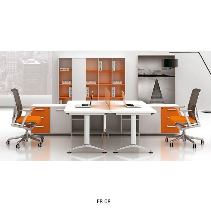 Wooden office cubicle modular furniture open clerk curved 2 seat l shape executive workstation table with glass partition