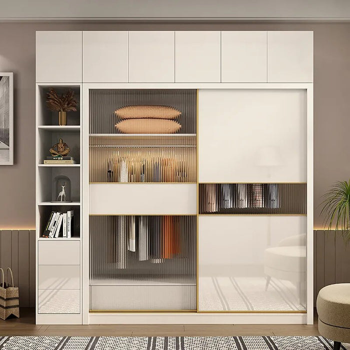 Wooden Entry Wardrobe Clothes Oganizers Simple Modern Bedroom Nordic Wardrobe White Women Sliding Door Penderie Home Furniture