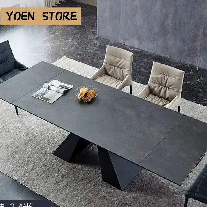 Multifunctional Large Home Family Concise Kitchen Furniture Italian Marble Top Folding Table For Villa Dining Room Visitor
