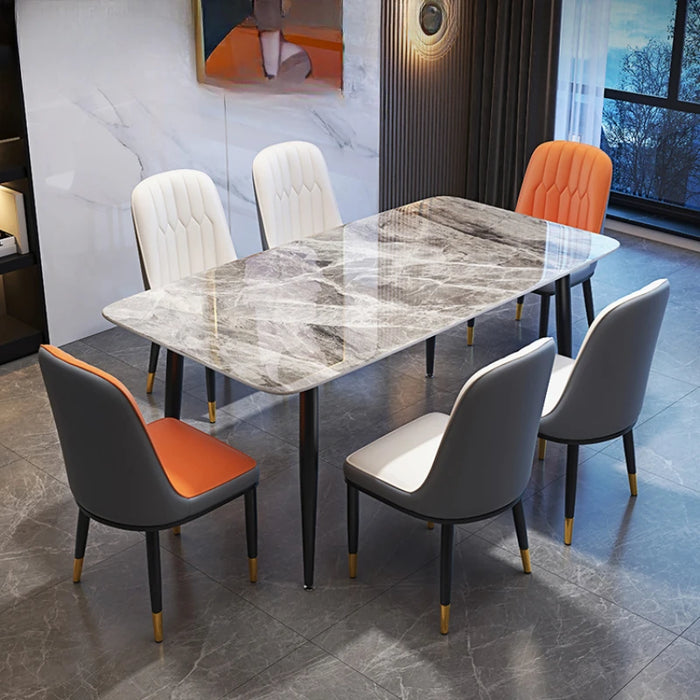 European High Luxury Dining Table Long Family Metal Italian Chairs Dining Table Coffee Marble Mesas De Jantar Ornaments Decor