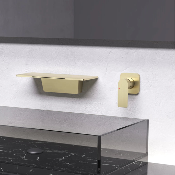 Black Waterfall Bathroom Faucet Hot Cold Water Sink Mixer Tap  Brass Paint Basin Faucets Double Hole Tapware