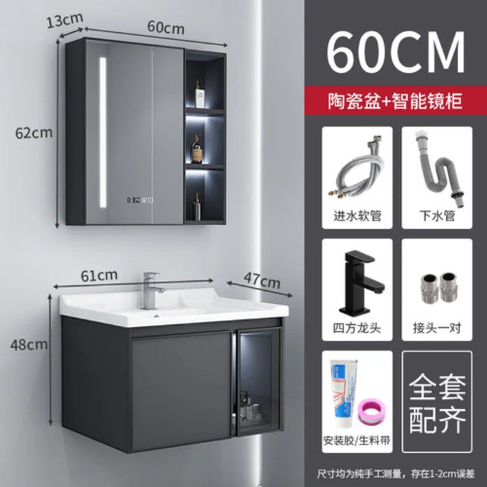 Luxury Full Sets Cabinets Washbasin Countertop Sink Black Bathroom Cabinets Faucets Hanging Mobili Da Bagno Auxiliary Furniture