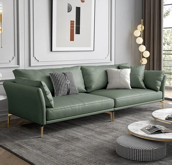 Desain Furnitur Set Sofa Hijau Muda Besar dan Kecil Gaya Minimalis Mewah Ringan Modern Sofa Ruang Keluarga
