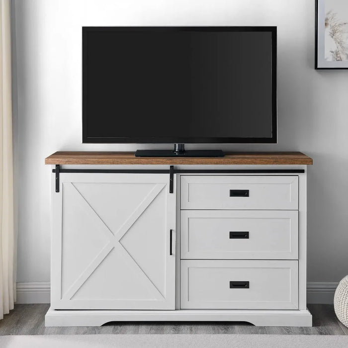 Modern Farmhouse Wood Sliding XBarn Door Buffet Sideboard Living Room Entryway Serving Storage Cabinet Doors-Dining Room Console