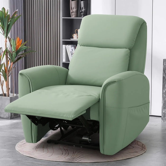 Eskimo Large Power Lift Recliner Chair with Massage for Elderly, PU Faux Feather Single Sofa for Living Room (Green)