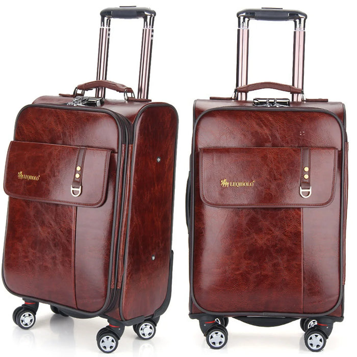 20" 24 Inch Travel Carry-on Wheeled  Luxury PU Suitcase Trolley Rolling Luggage Bag Boarding Case Free Shipping