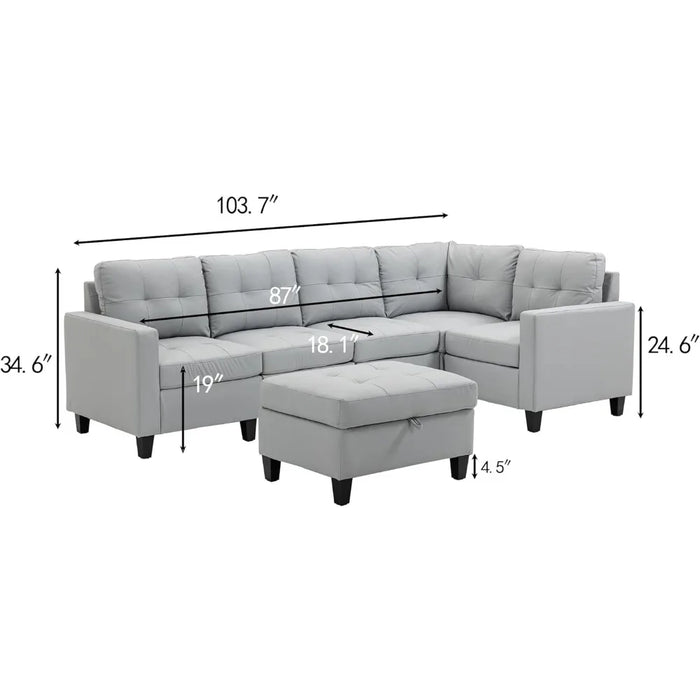 L shaped sofa, Convertible modular sofa, Footstool with storage, Lounge sofas and sofas