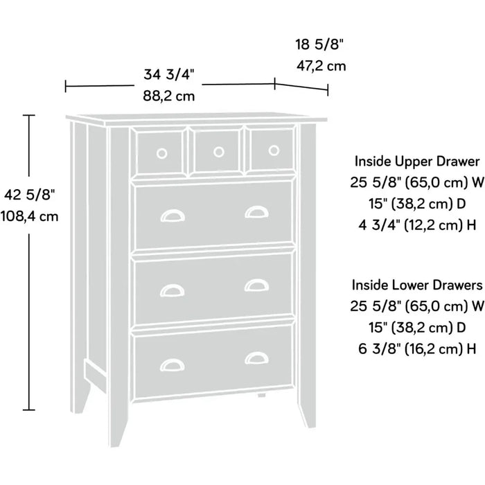 L: 34.72" X W: 18.58" X H: 42.68" Dressers for Bedroom Furniture Shoal Creek 4-Drawer Dresser Toilet Furniture Makeup Toiletries