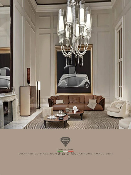 Nordic style luxury living room solid wood sofa fabric three-person sofa Italy sofa high-end complete sets of furniture