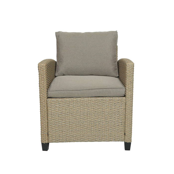 6 Piece Patio Furniture Set Outdoor Rattan Wicker Set Patio Garden Backyard Sofa, Chair, Stools and Table