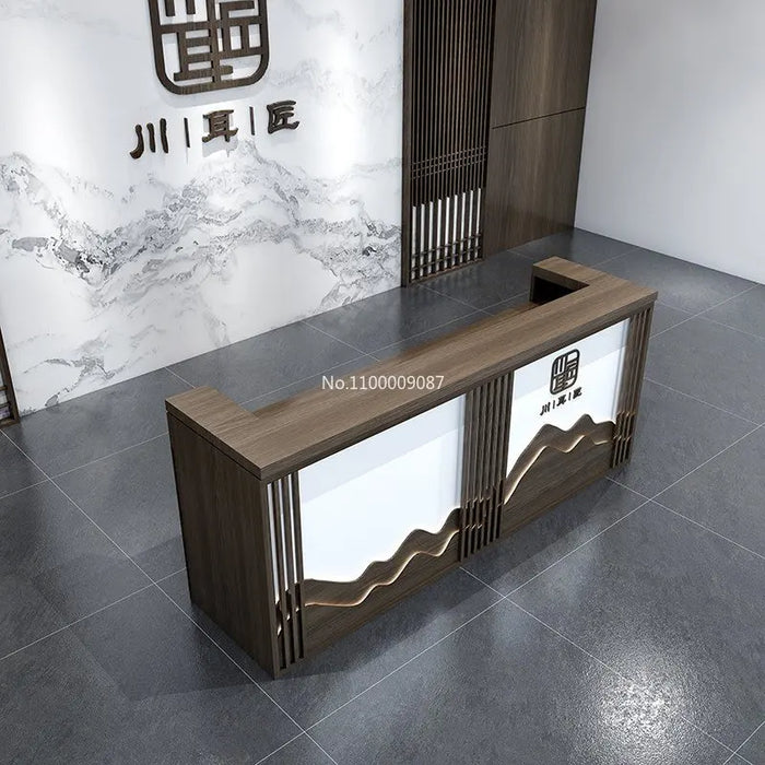 New Chinese Style Cashier Retro Tea House Beauty Salon Foot Bath  Collection Hall Bar Counter Custom Front Desk Reception Desk