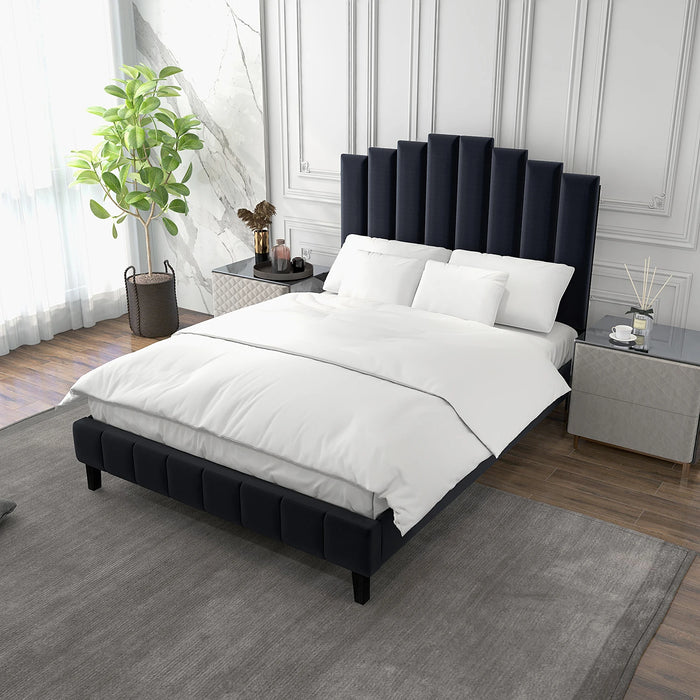 Pharsalia Tufted Upholstered Platform Bed with Headboard and Footboard  King /Queen Size