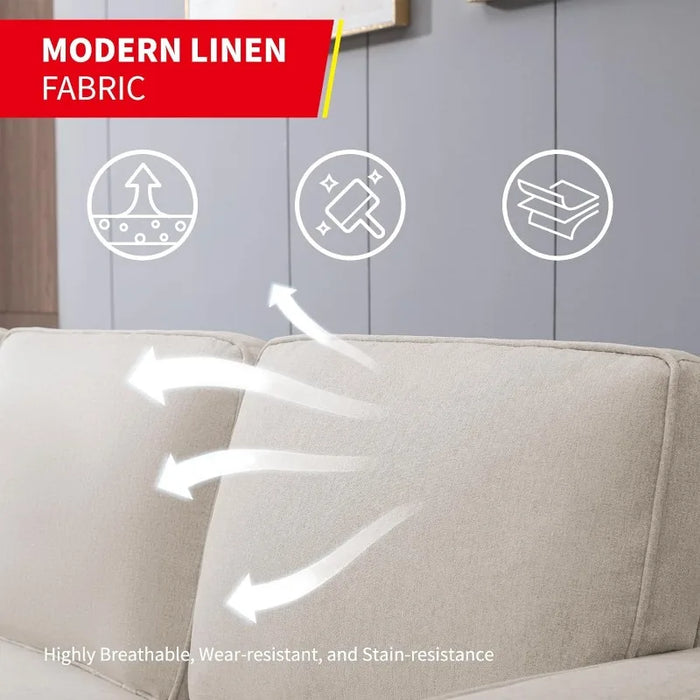 Modular Sectional Sofa Couch for Living Room, Convertible Sofa with Storage Ottoman, Modern Linen Fabric L-Shaped Couch