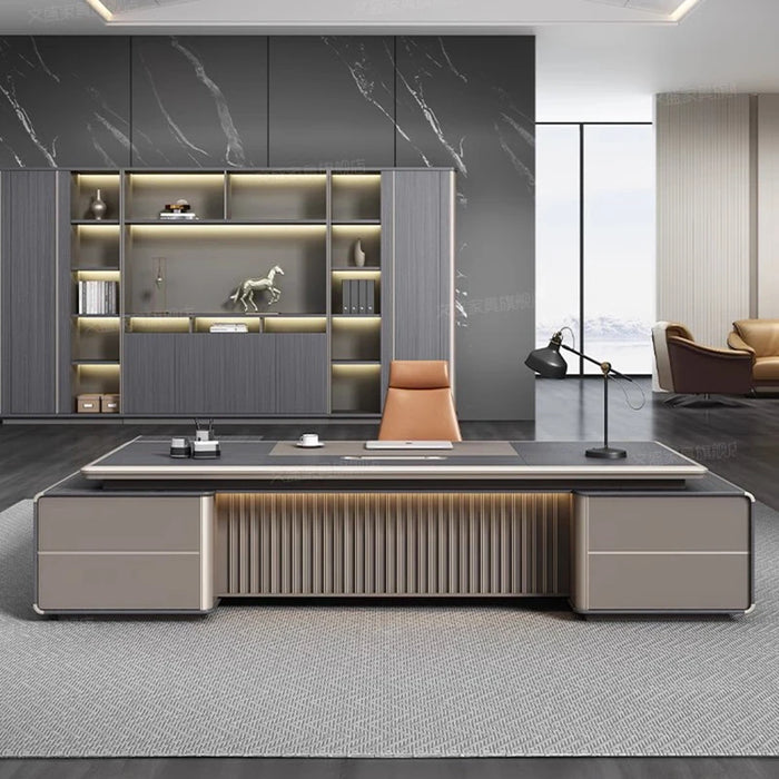 Simple Modern CEO Desk Office Manager Light Luxury Chairman High-end Furniture Boss Office Business Desk And Chair Combination