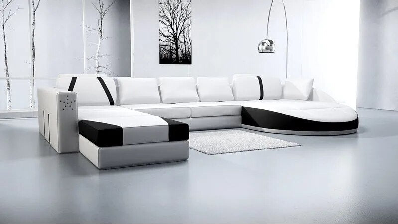 Pure White Genuine Leather Recliner Sofa Bed Top Level Leather Sofas Set Living Room Furniture Sets Couch Living Room Sofas