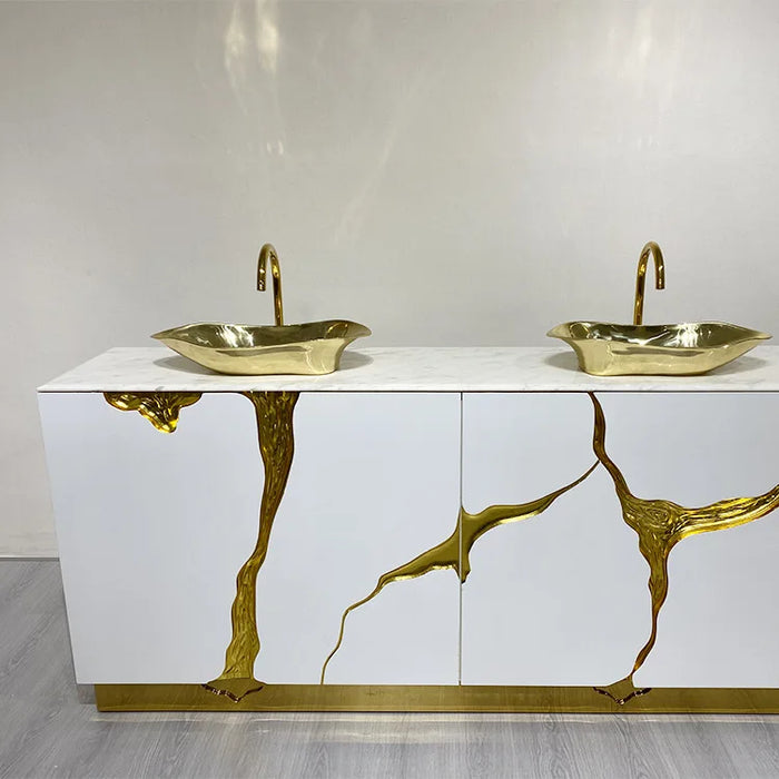 Villa large apartment light luxury style bathroom cabinet vanity sink