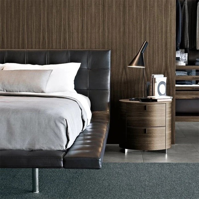 Nordic Italian Genuine Leather Bed Frame Solid Wood Queen Headboard 150 Modern King Size Beds Furniture Villa Cama Matrimonial