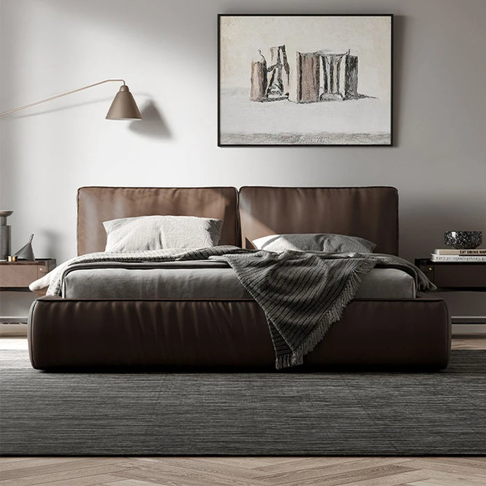 Designer Double Bed Italian Simple Home Furniture Beds Queen/King Bed Frame Leather Modern Bedroom Furniture Set
