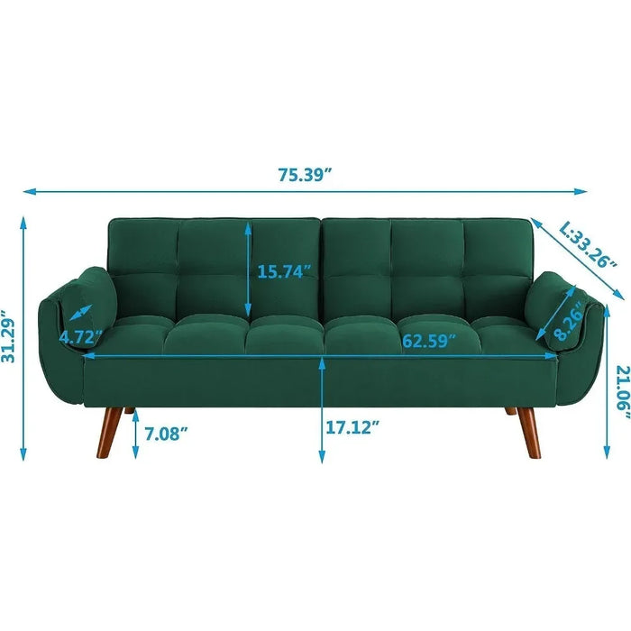 Living room sofa convertible combination memory foam futon sofa bed stacked fabric comfortable home furniture, yellow linen
