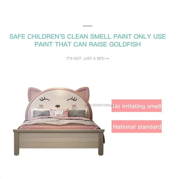 Solid Wood Children's Bed For Girl Bedroom Princess Single Bed 1.2m 1.5m Pink Modern Simple High-end Kid's Furniture Household