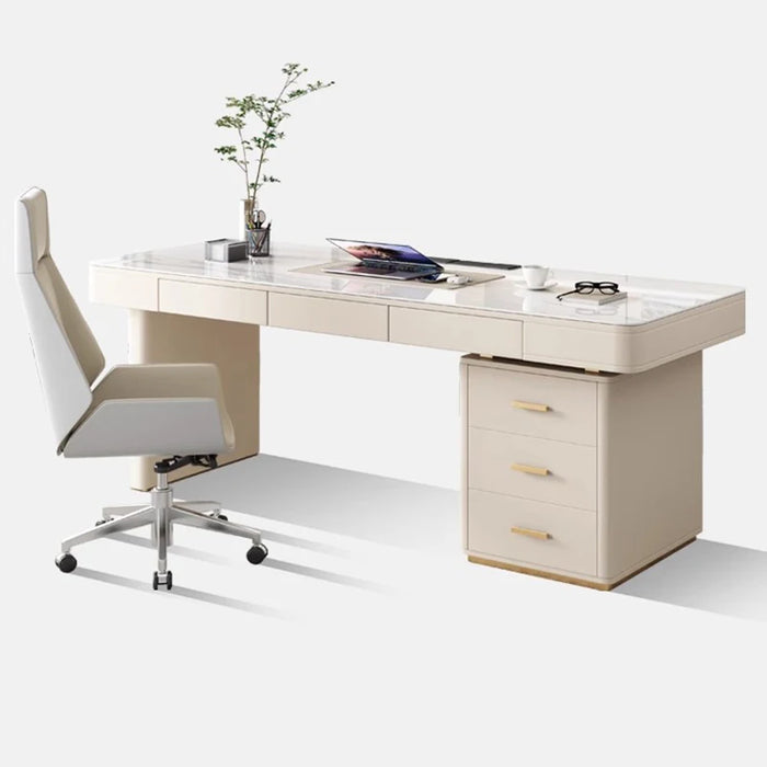 Cream Style Light Luxury Rock Board Desk Modern Simple Business Furniture High-end Writing Office Desk Study Room Computer Desk