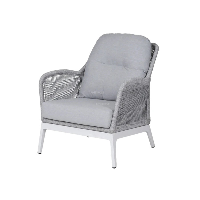 Creative Metal Rattan Outdoor Chairs Nordic Waterproof Hotel Courtyard Beach Chair Home High Back Sofa Chair Outdoor Furniture