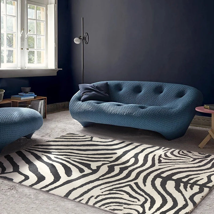 Zebra Pattern Carpet Black White Striped Rug Luxury Living Room Decoration Carpets Comfortable Soft Bedroom Carpet Balcony Rugs