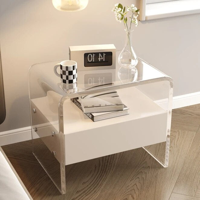 Acrylic Nightstand Mid Century Modern Simple Bedside Tables Bedroom Minimalist Suspension Designer Home Furniture WKNS