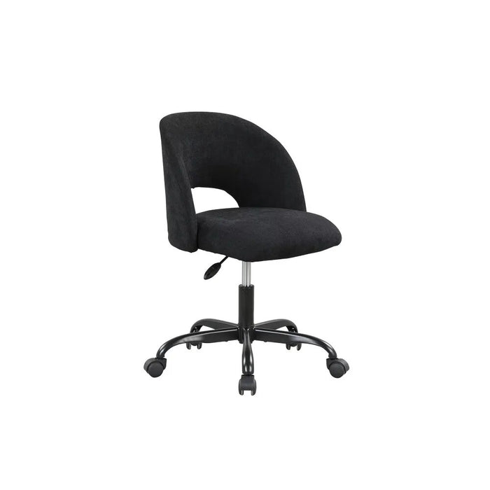 Fabric Upholstered Open Back Office Chair with Casters, Black