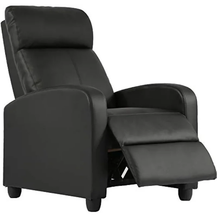 FDW Recliner Chair for Living Room Home Theater Seating Single Reclining Sofa Lounge with Padded Seat Backrest (Black)