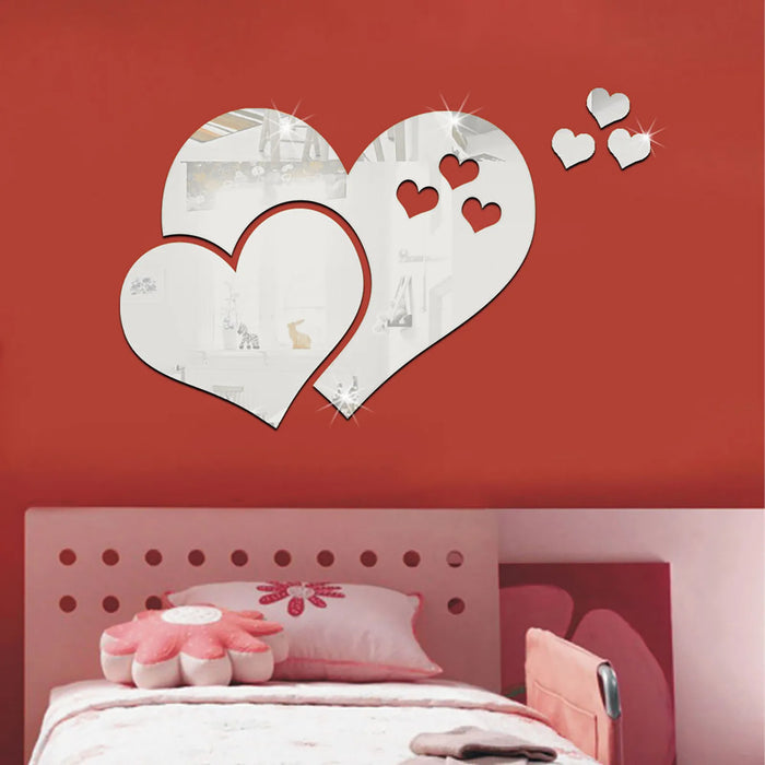 Heart Shape Wall Sticker 3D Creative stickers mirror face Decal decoration acrylic mirror sticker For home living background