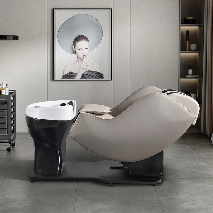 Comfortable Electric Hair Salon Backwash Unit Furniture Massage Hair Washing Bed Shampoo Chair With Bowl