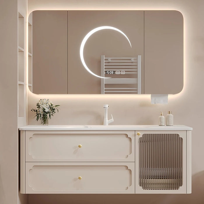 Display Bathroom Cabinet Ceramic Integrated Basin Combination French Cream Style Bathroom Sink Washbasin YX50BC