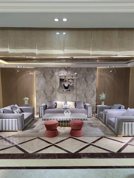 Italian light luxury matte leather sofa combination postmodern villa mansion large living room full set of furniture